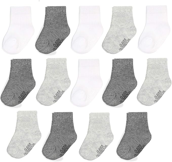Fruit of the Loom Baby 14-Pack Grow & Fit Flex Zones Cotton Stretch Socks by FruitoftheLoom
