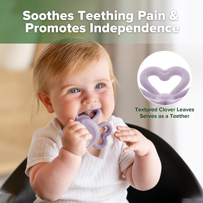 Haakaa Clover Baby Fruit Feeder Teether & Mini Freezer Nibble Tray – BPA-Free - Image 5