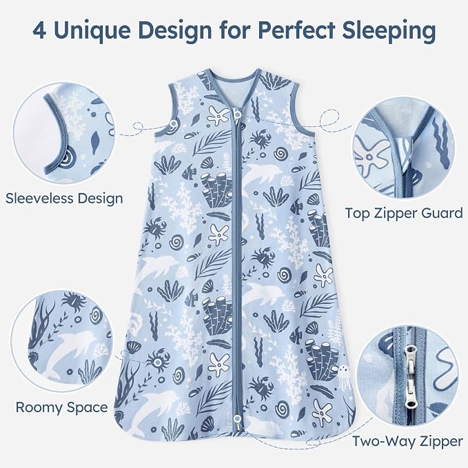 Baby Sleep Sack 0-6 Months 100% Cotton Lightweight 0.5 TOG Wearable Blanket - Image 3