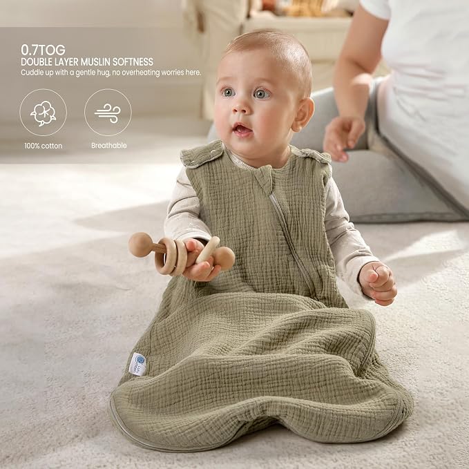 lulumoon Sleep Sack Muslin for Baby: Cotton Wearable Blanket for 9-15 Months - Image 8