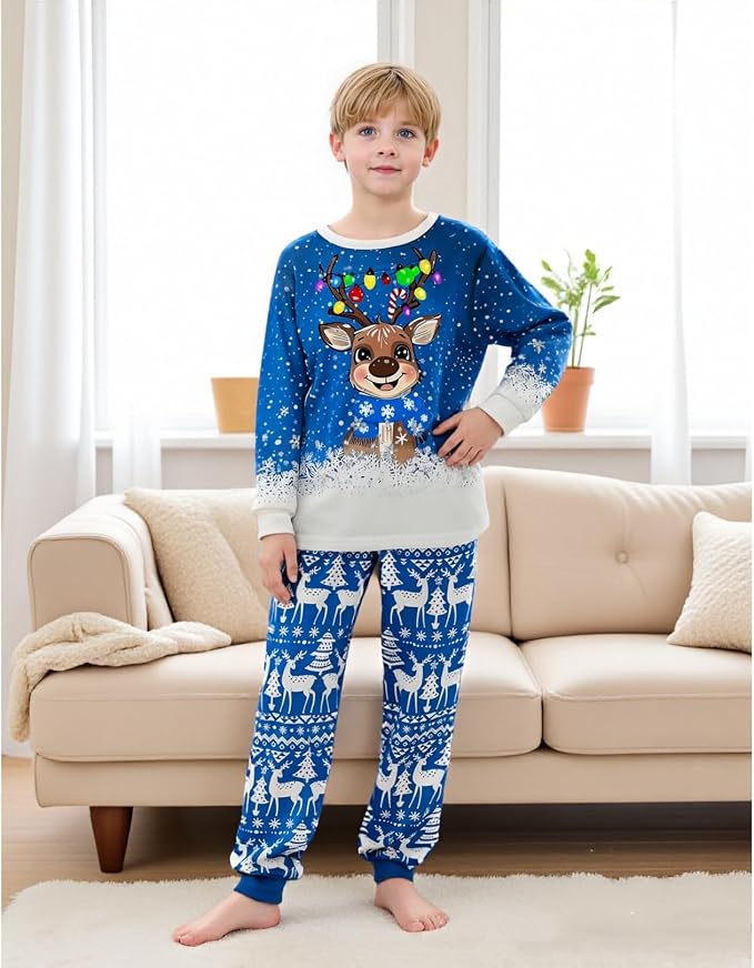 Awoscut Christmas Family Matching Pajamas Christmas Pjs Holiday Nightwear - Image 4