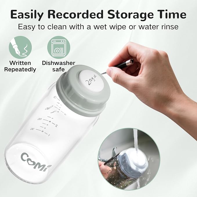 COMI Natural Glass Baby Bottle, Standard Neck Breastmilk Storage Bottle - Image 6