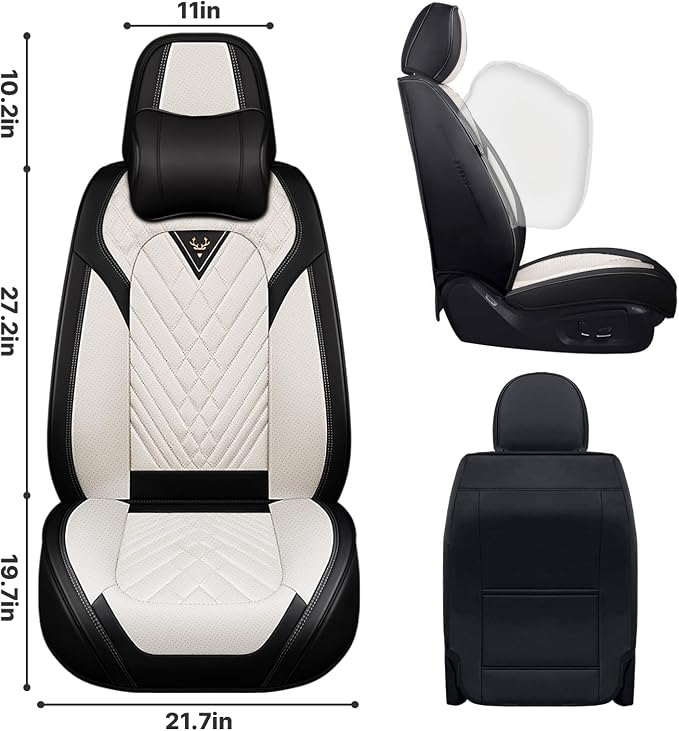 Car Seat Covers, Waterproof PU Leather Automotive Seat Covers Full Set - Image 3