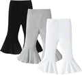 SOBOWO Baby Girl Flare Pants 3 Pack Toddler Solid Ribbed Ruffle Bell Bottoms by SOBOWO