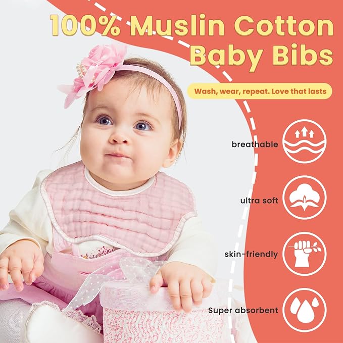 Baby Bibs Muslin Drool Teething Drooling Bibs - Image 2