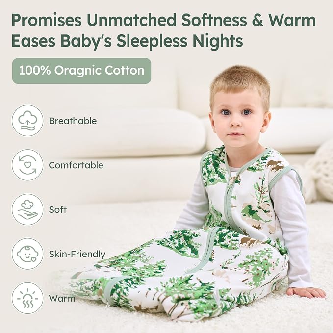 Baby Sleep Sack 12-18 Months 100% Cotton Lightweight 0.5 TOG Wearable Blanket - Image 2