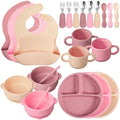 24 Pack Silicone Baby Feeding Set Baby LED Weaning Supplies Includes Suction by Yinder