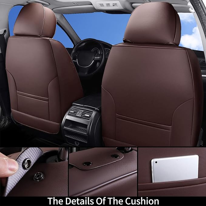 Coverado Front and Back Seat Covers 5 Pieces, Waterproof Nappa Leather Auto - Image 3