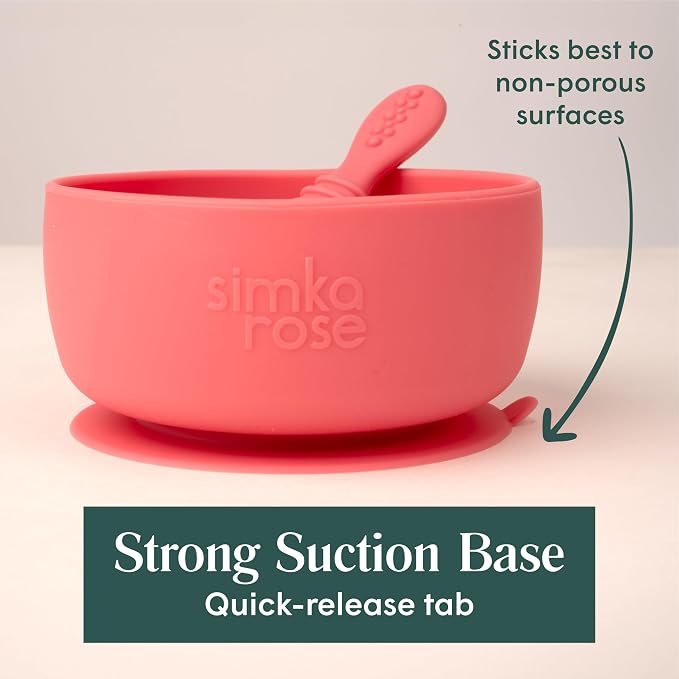 Simka Rose Baby Bowl & Spoon Set, Baby Bowls Suction - Image 4