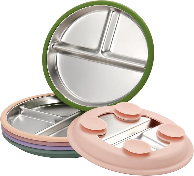 3Pack Stainless Steel Kids Plates, 8.1" Divided Kids Plate - Image 6