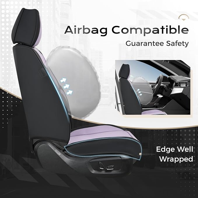 Coverado Car Seat Covers Full Set, Car Seat Protector Waterproof, Nappa Leather - Image 4