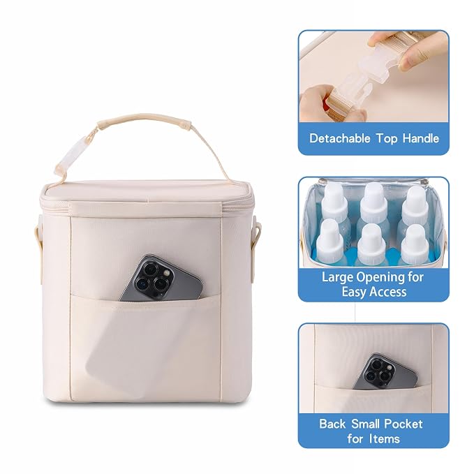 Breastmilk Cooler Bag with Ice Pack Fits 6 Baby Bottles Up to 9 Ounce, Baby - Image 4