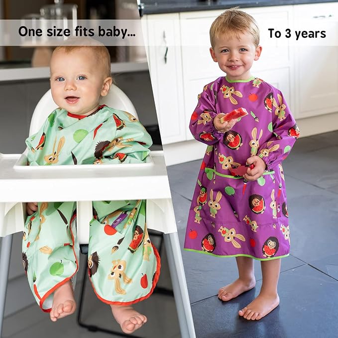 Tidy Tot - Long Baby Bib - Mess Proof Long Sleeve Feeding Smock - Waterproof Bib - Image 4