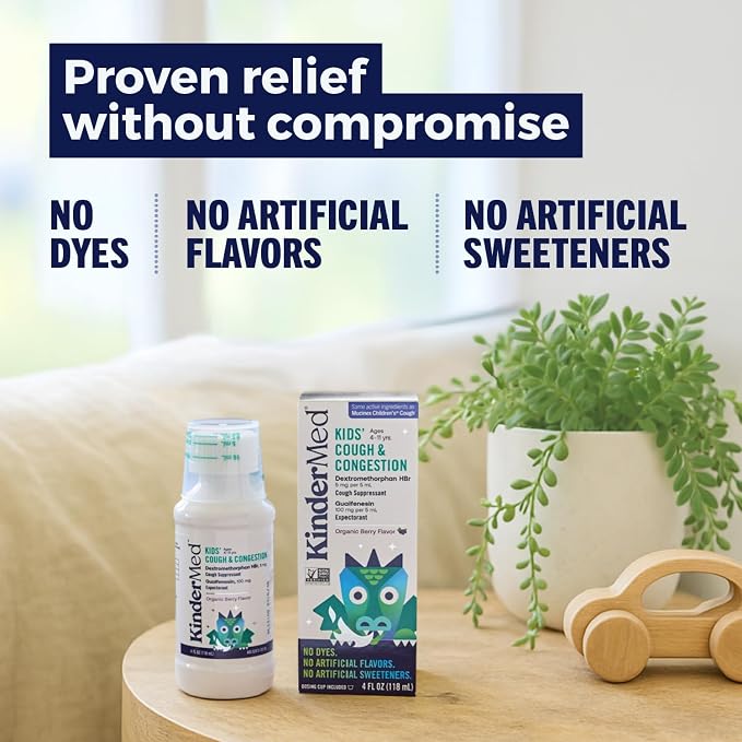 KinderMed Kids' Daytime Cough & Congestion Medicine, Ages 4-11 Years, No Dyes - Image 7