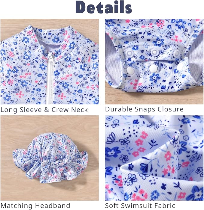 Aalizzwell Baby Girls Long Sleeve One Piece Swimsuit - Image 4
