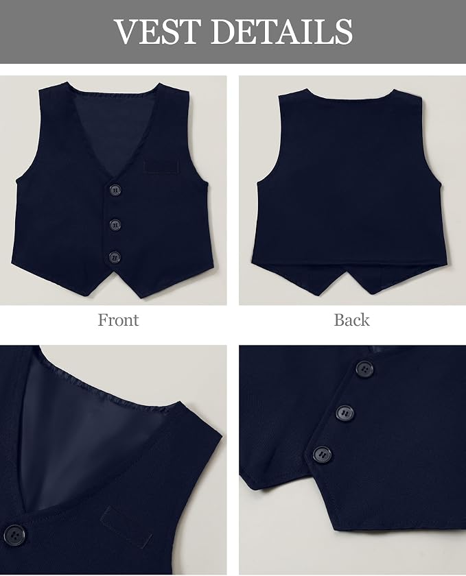 Baby Boy Clothes Gentleman Baby Suit Long Sleeve Romper+Vest+Bow Tie+Corsage - Image 6