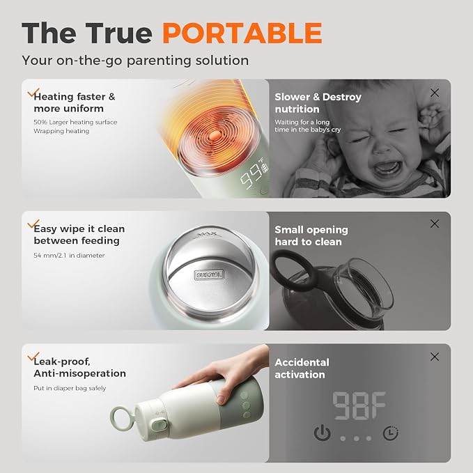 BOLOLO Portable Bottle Warmer for Travel, Super Fast Charging, Instant - Image 2