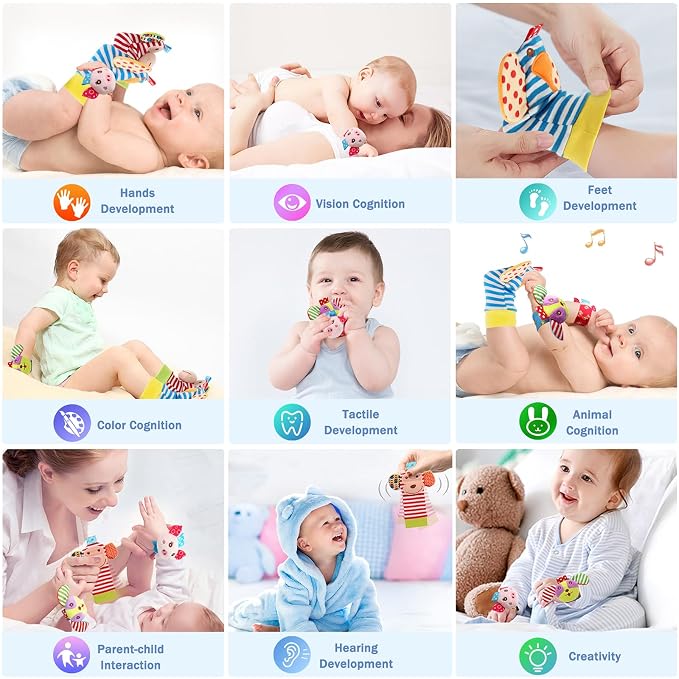 Soft Baby Rattle Toys Foot Finder Socks Wrists Rattles, Ankle Leg Hand Arm - Image 8
