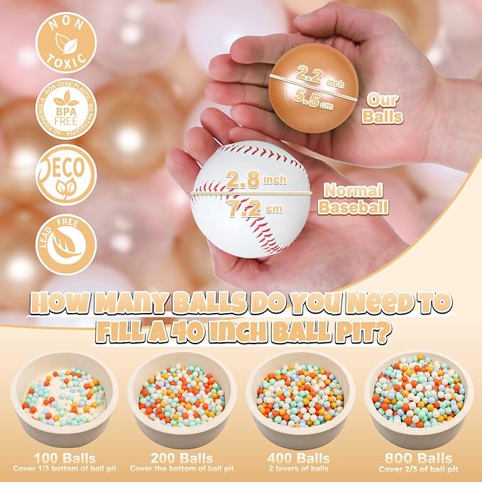 GOGOSO Ball Pits Balls for Toddlers Pack of 50 100 200 Plastics Shape Ball - Image 3