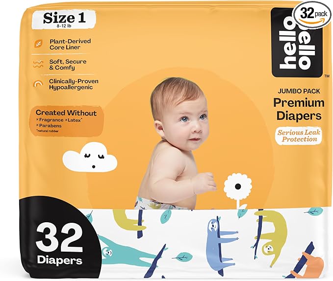Hello Bello Premium Baby Diapers Size 1, Extra-Absorbent, Hypoallergenic Baby by HelloBello