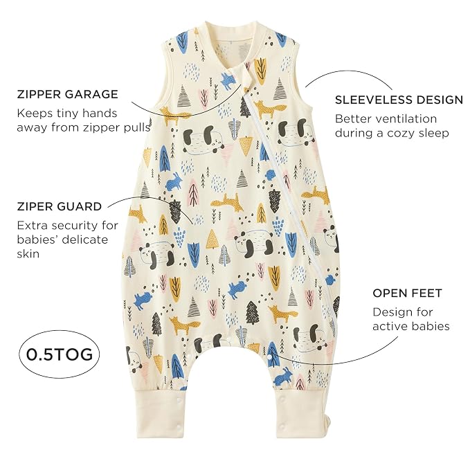 Duomiaomiao 0.5 TOG Toddler Sleep Sack 24-36 Months 100% Cotton Lightweight - Image 5