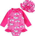 Infant Baby Girl Swimsuit One-Piece Long Sleeve Rash Guard by YOUNGERTREE
