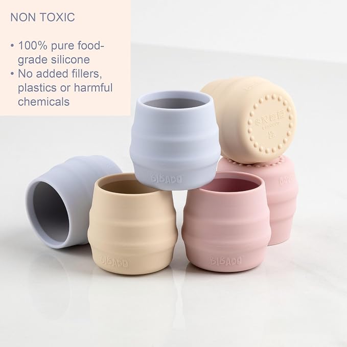 BIBaDO - Sippit Silicone Baby Cup, Blush - Open Training Silicone Cups - Soft - Image 4