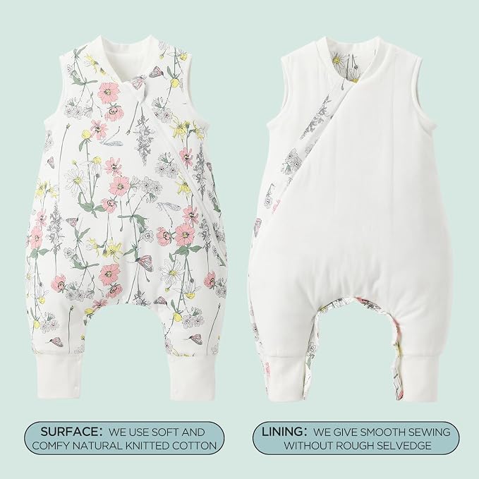 Duomiaomiao 1.5 TOG Toddler Sleep Sack 6-12 Months 100% Cotton Four Season Side - Image 5