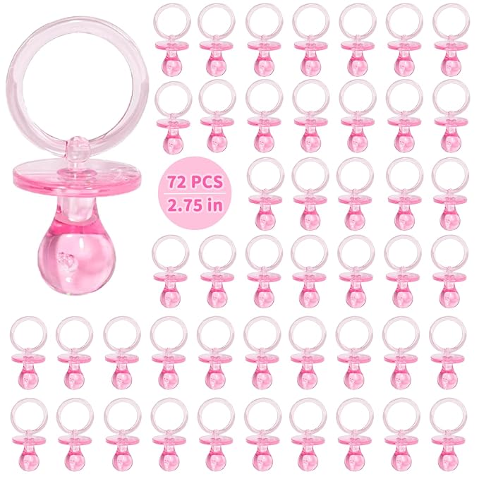 72 Pcs Baby Shower Pacifiers, 2.75’’ Plastic Pacifiers by XINHUIDALSQ