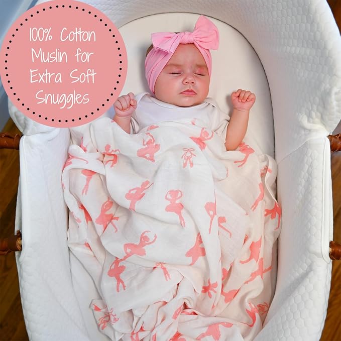 LollyBanks Baby Blanket, 100% Cotton Muslin Swaddle Blankets, Soft Girl Blanket - Image 3