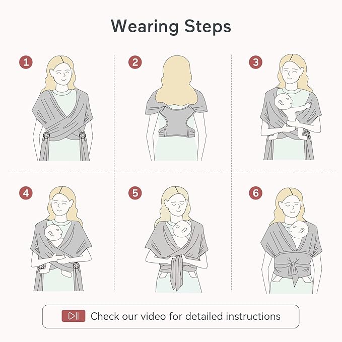 Momcozy Baby Wrap Carrier, Lightweight Hands Free Baby Sling, Adjustable Baby - Image 6