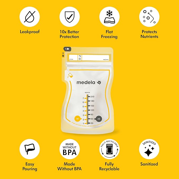 Medela Easy Pour Breastmilk Storage Bags 100 Count 7oz/210ml Disposable - Image 3