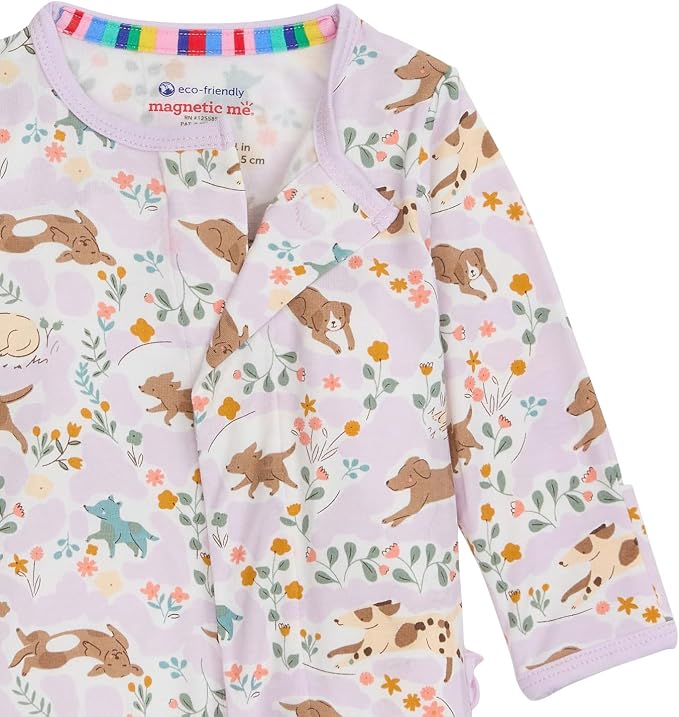 Magnetic Me Girls Modal Magnetic Baby Footie Pajamas | Silky Soft Modal Fabric - Image 3