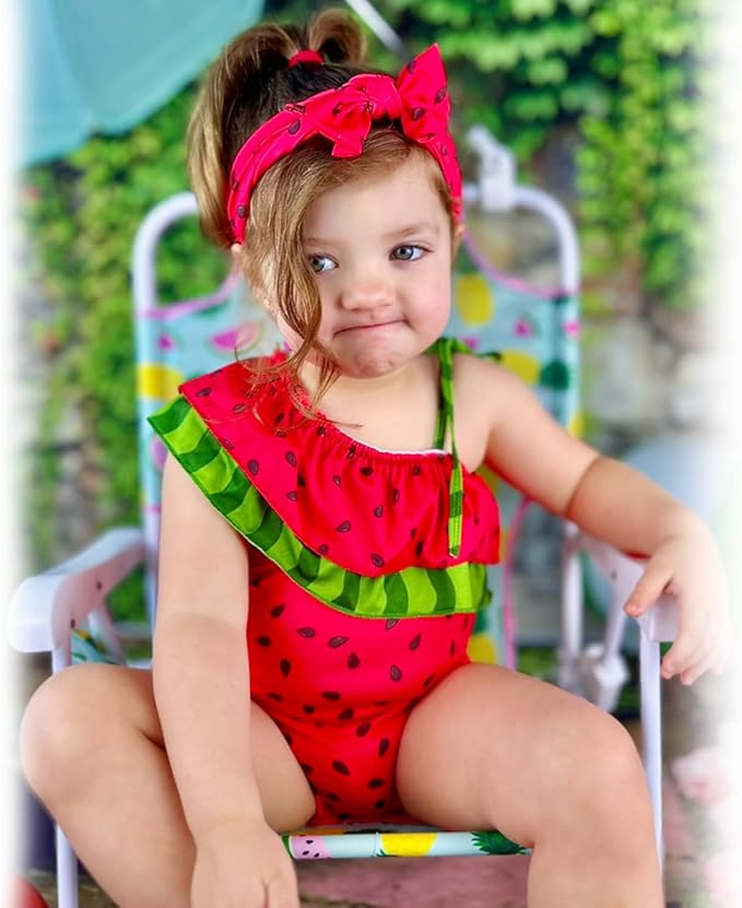 Toddler Baby Girls Ruffles Bikini One Piece Swimsuits Floral Off Shoulder - Image 2