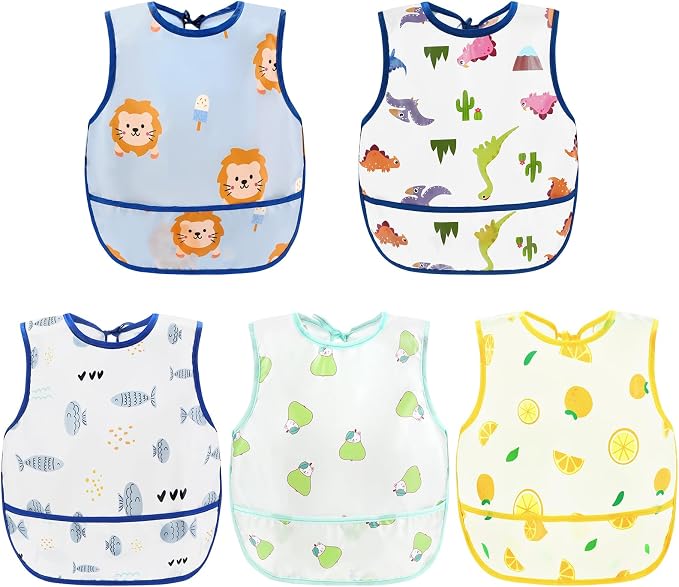 Accmor Baby Bibs, Waterproof Baby Toddler Bibs, Apron Smock Bib by Accmor