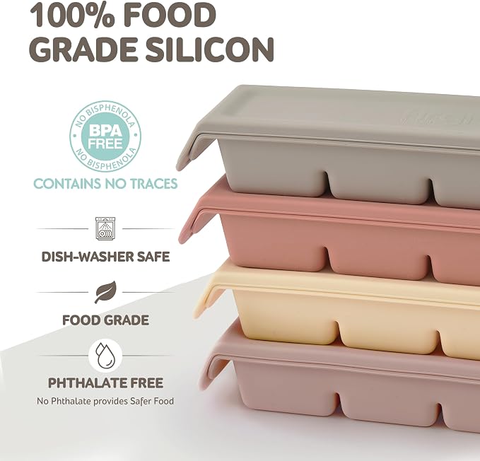 4 Section-1.7oz Gray 100% Food Grade Silicone Ice Cube Tray Food Container - Image 2