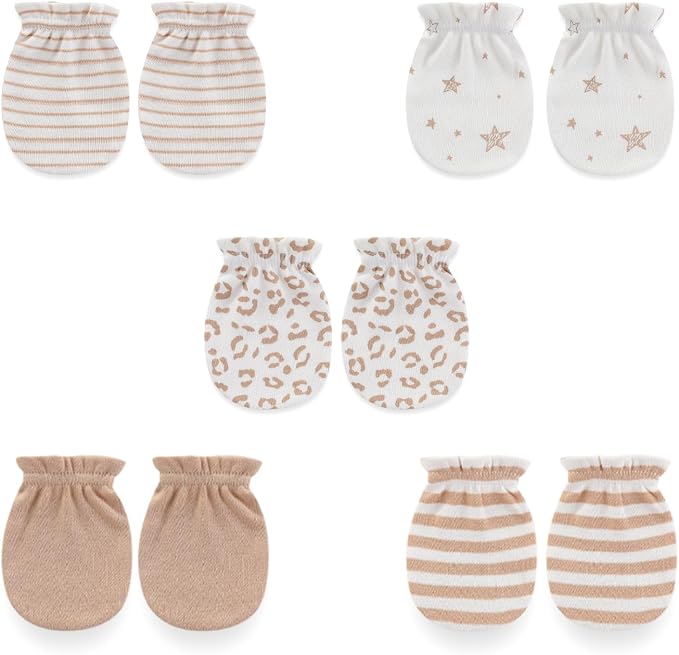 5 Pairs Baby Not Scratch Mittens 0-6 Months New Born Boy Girl Gloves Cute by falianni
