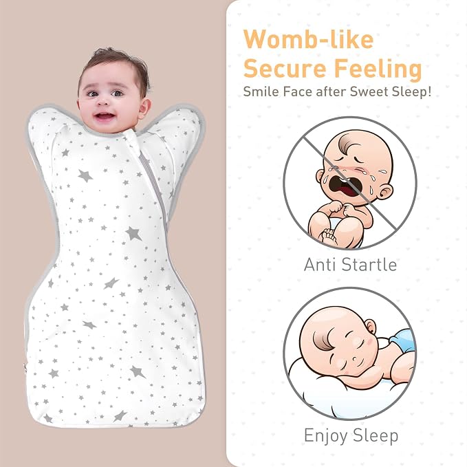 Premium Soft Cotton Swaddle Blanket Sleep Sack Arms Up 2 Packs 6-12 Months - Image 2