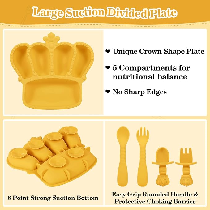 Silicone Baby Feeding Set 10 Pcs Baby Led Weaning Supplies Suction Bowl Divided - Image 3