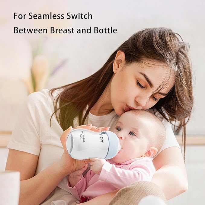 Natural Glass Baby Bottle Wide Neck, Anti-Colic Baby Bottle, Includes 2Pcs - Image 2
