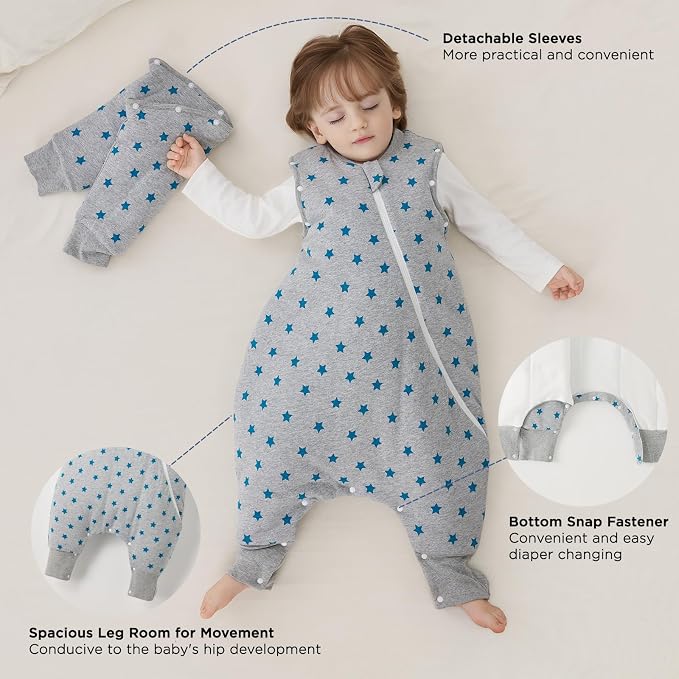 Duomiaomiao 3.5 TOG Toddler Sleep Sack 3-4T 100% Cotton Winter Side Open Zipper - Image 5