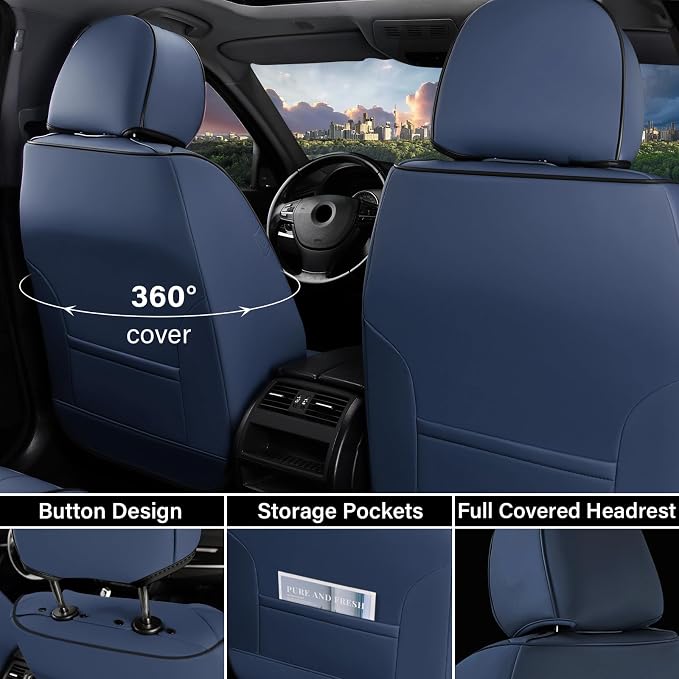 Coverado Car Seat Covers Full Set, Leather Seat Covers - Image 3