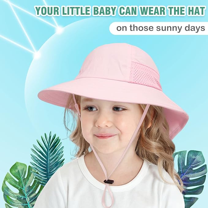XIAOHAWANG Girls Sun Hat Baby Beach Hats Boys UPF 50+ Kids Summer Protection - Image 5