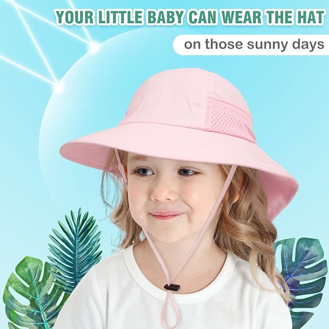 XIAOHAWANG Girls Sun Hat Baby Beach Hats Boys UPF 50+ Kids Summer Protection - Image 5
