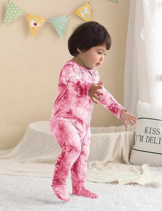Jimonda Baby Girls Boys Footed Pajamas, Rayon From Bamboo, 2 Way Zipper Long - Image 5