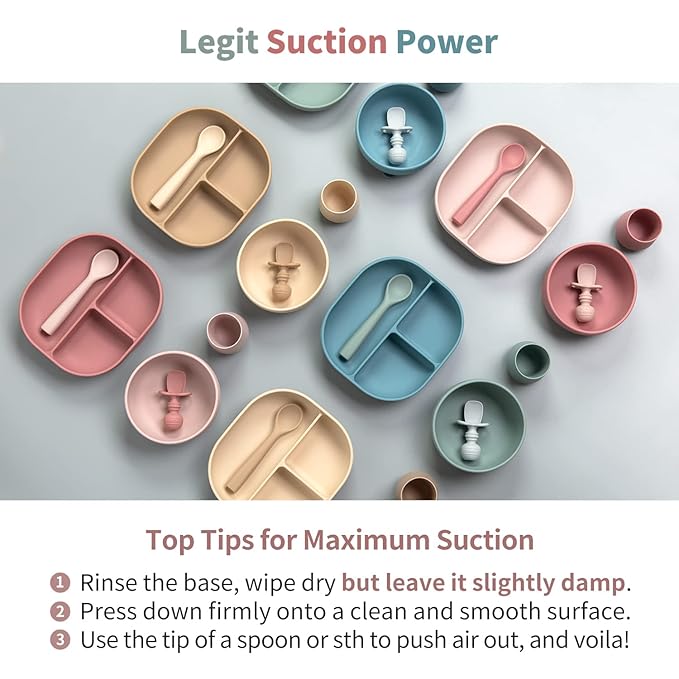SAMiGO Silicone Baby Feeding Set, Suction Plate Bowl Set, Self Feeding Spoons - Image 3