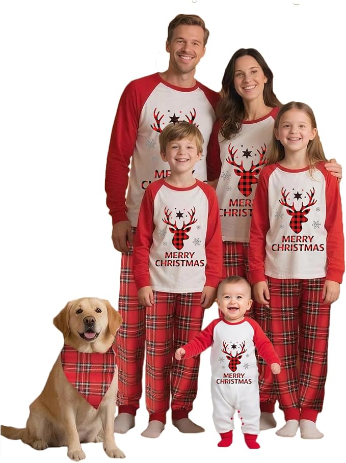 Awoscut Christmas Family Matching Pajamas Christmas Pjs Holiday Nightwear by Awoscut