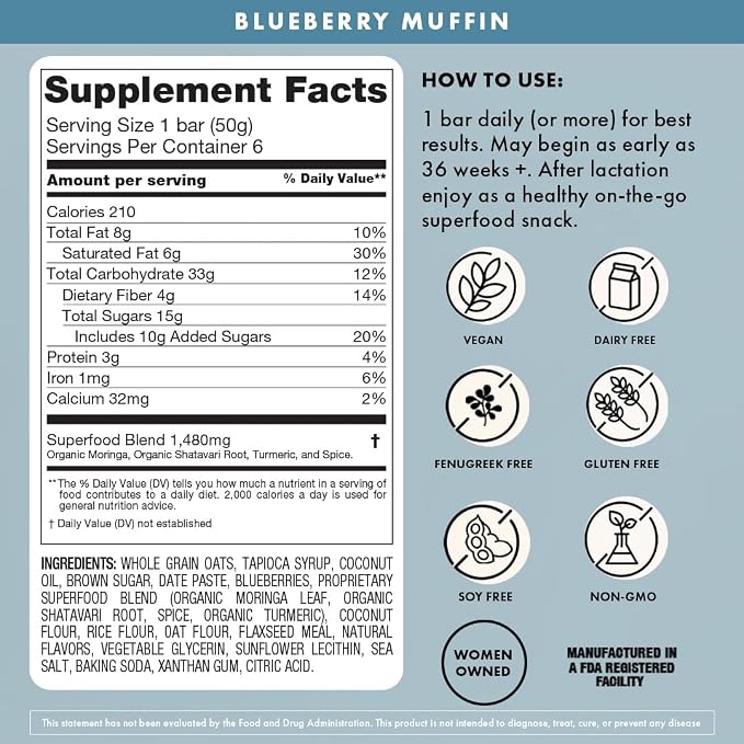 Boobie Bar Superfood Blueberry Muffin Lactation Bar - Image 2