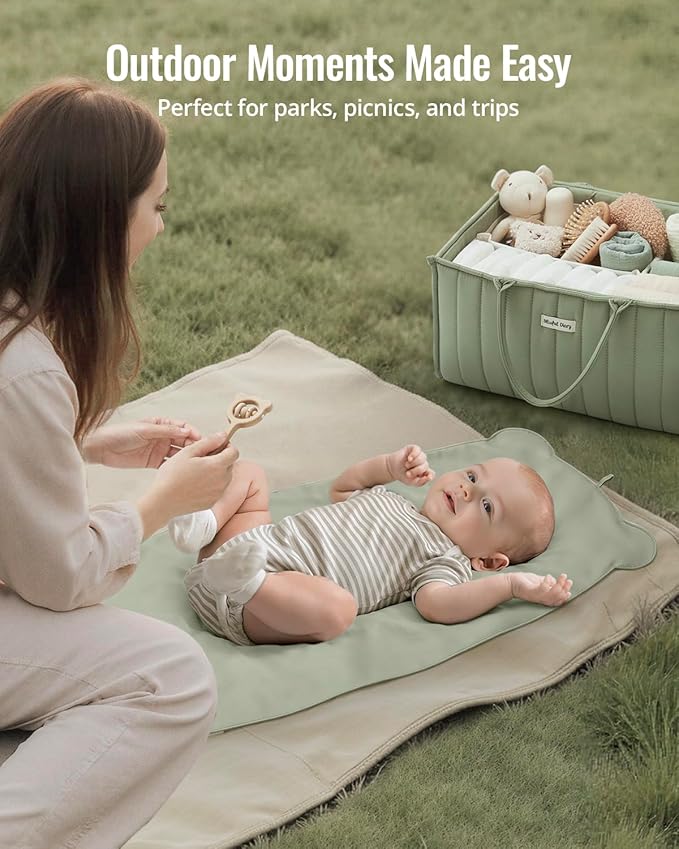 Blissful Diary Vegan Leather Portable Changing Pad, Wipeable & Waterproof Baby - Image 4