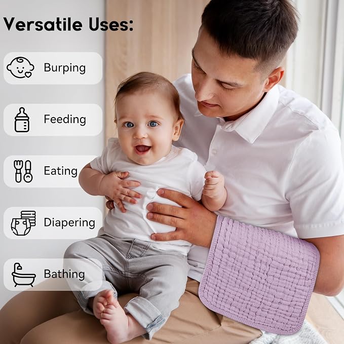 Muslin Burp Cloths for Baby 100% Cotton Burping Cloths for Boys Girls Large - Image 5